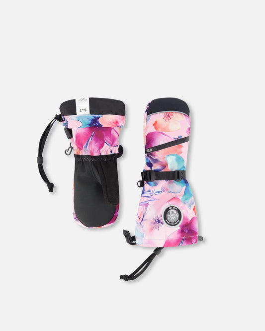 Winter Mittens Teknik Pink Watercolor Flower Print-0