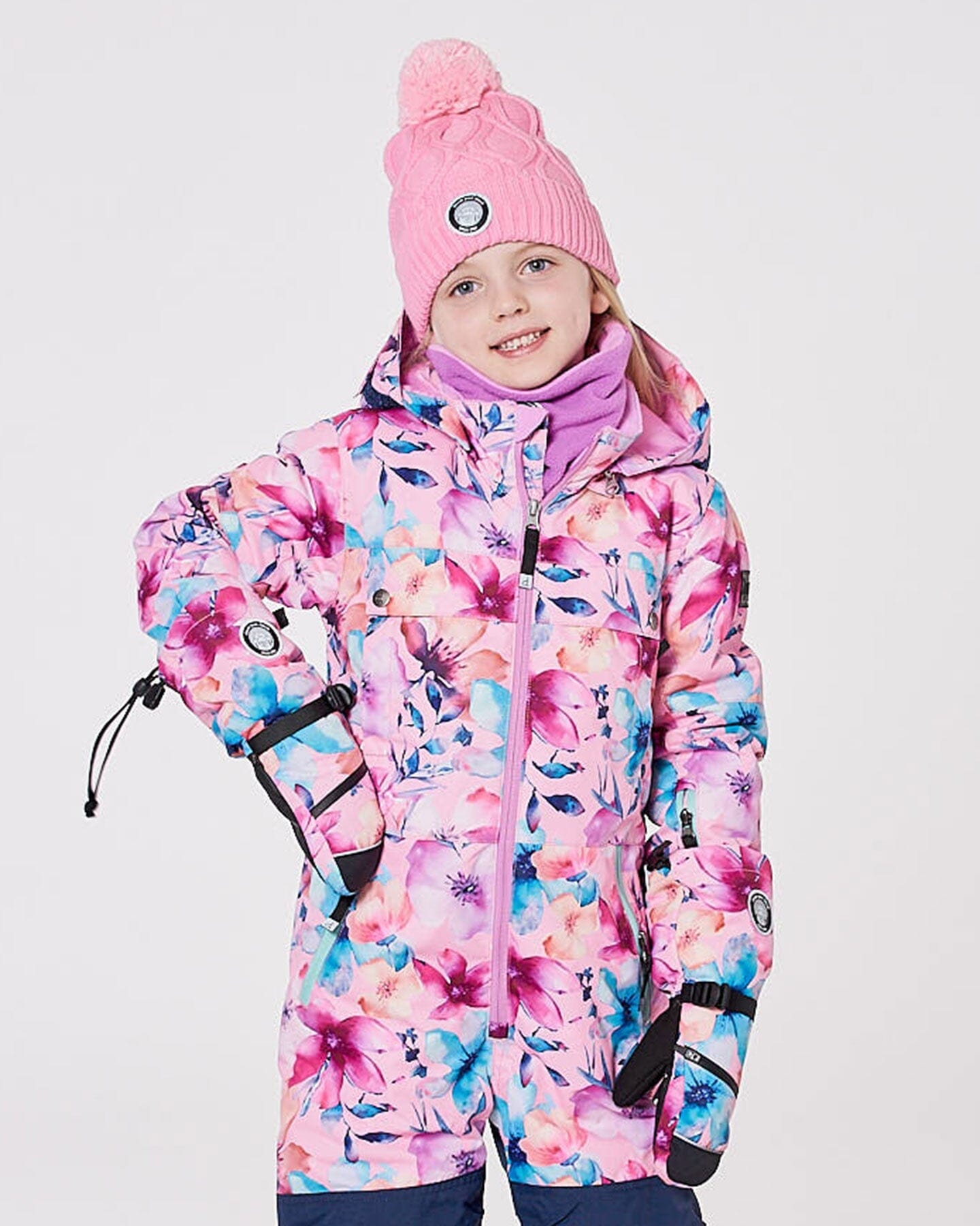 Winter Mittens Teknik Pink Watercolor Flower Print-2