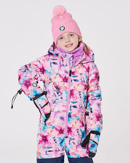 Winter Mittens Teknik Pink Watercolor Flower Print-2