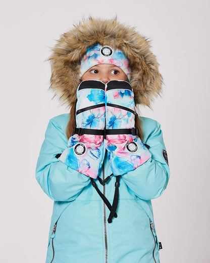 Winter Mittens Teknik Blue Flower Print-2