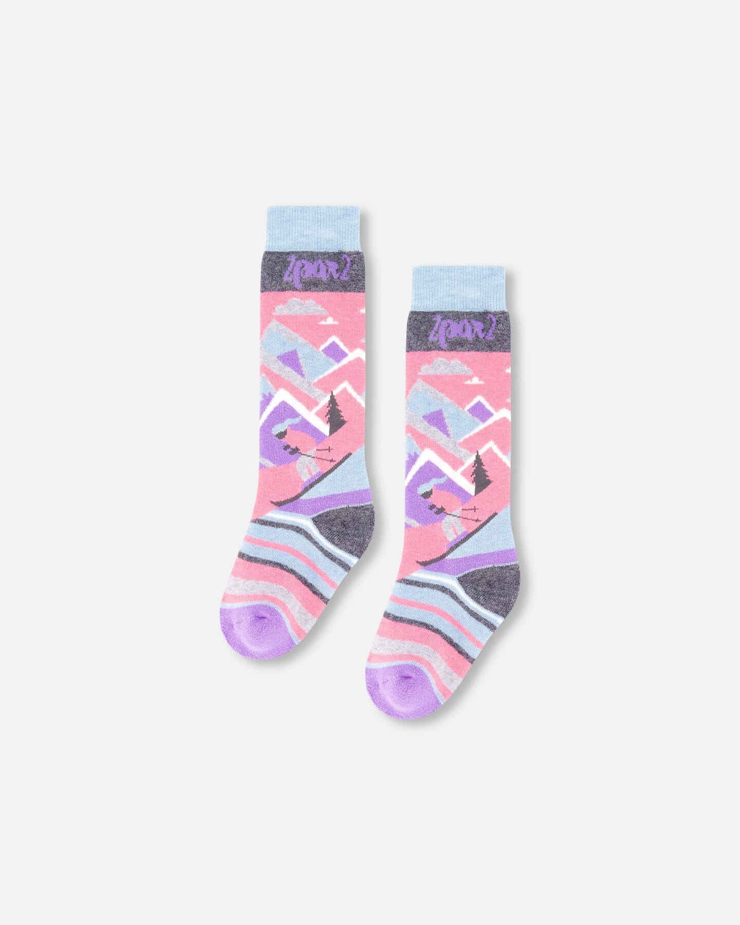 Winter Ski Socks With Merino Wool Pink-0