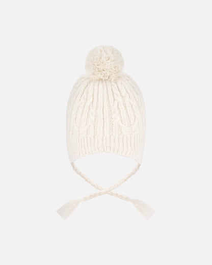 Lined Winter Hat With Pompom Off-White-2