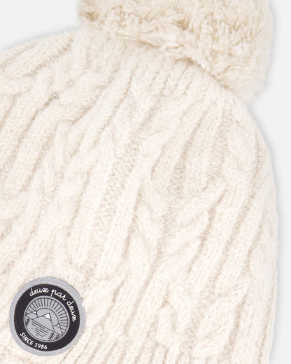 Lined Winter Hat With Pompom Off-White-3
