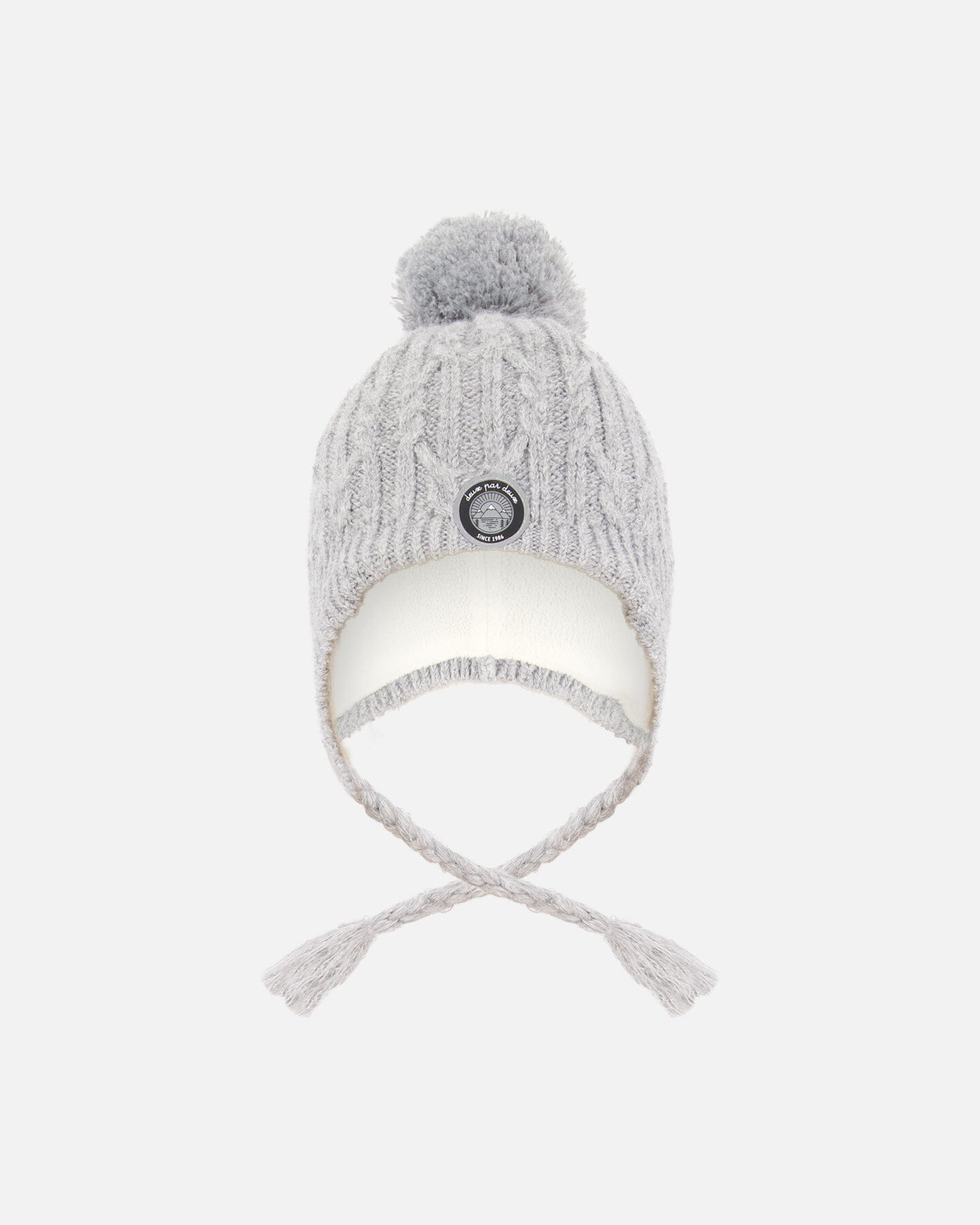 Lined Winter Hat With Pompom Heather Gray-0