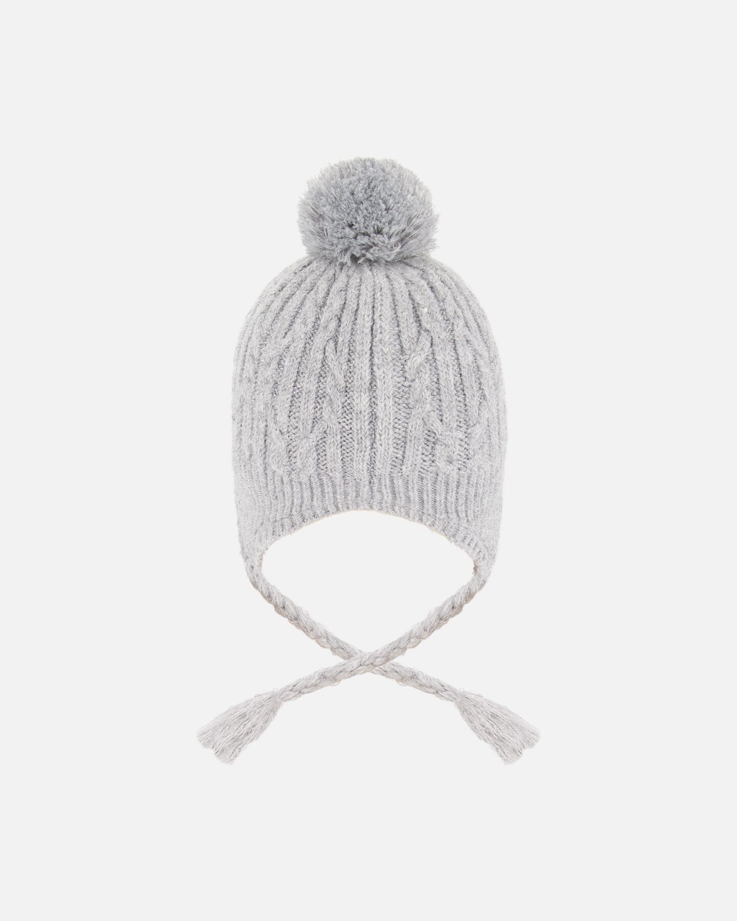 Lined Winter Hat With Pompom Heather Gray-2
