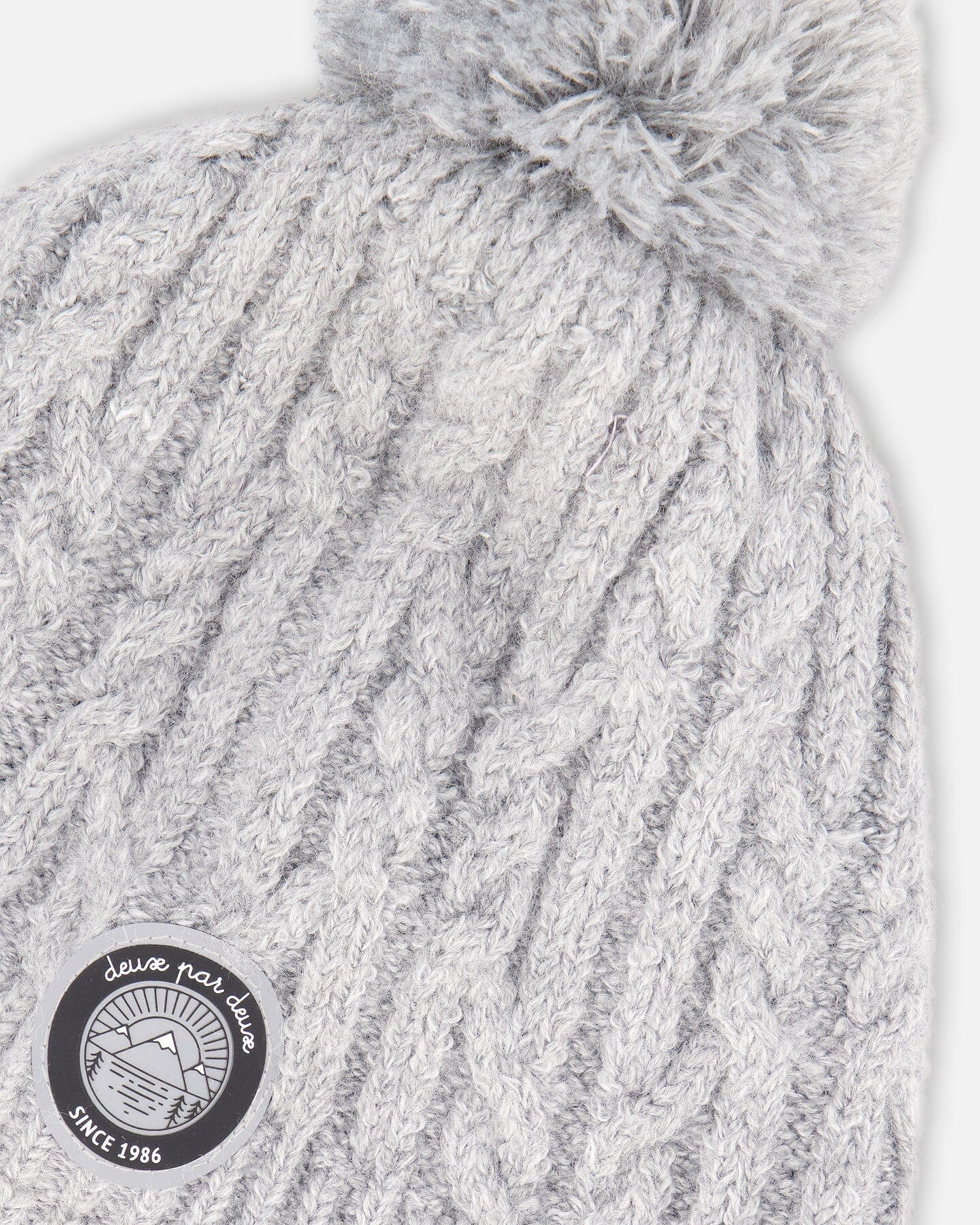 Lined Winter Hat With Pompom Heather Gray-3
