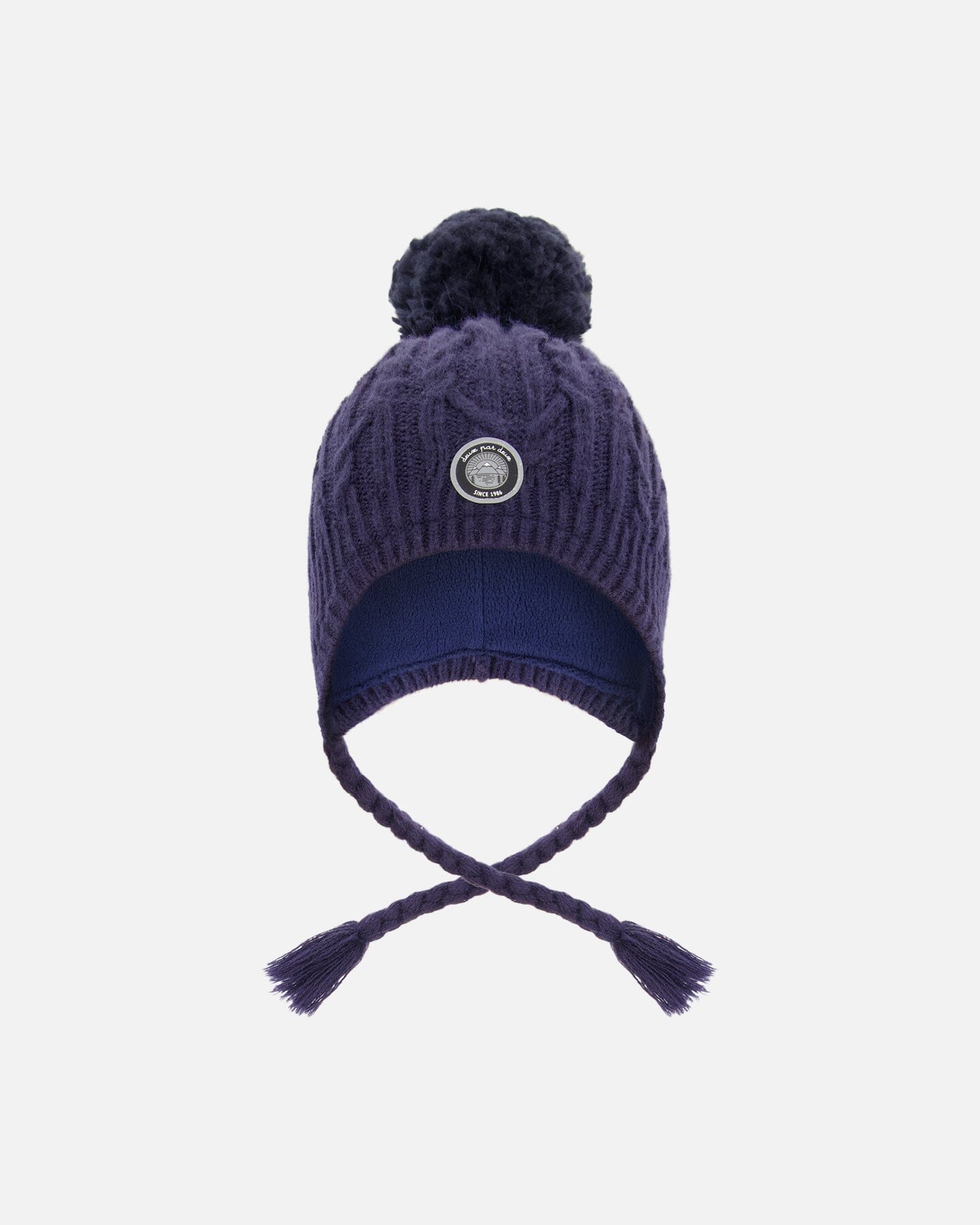 Lined Winter Hat With Pompom Navy Blue-0