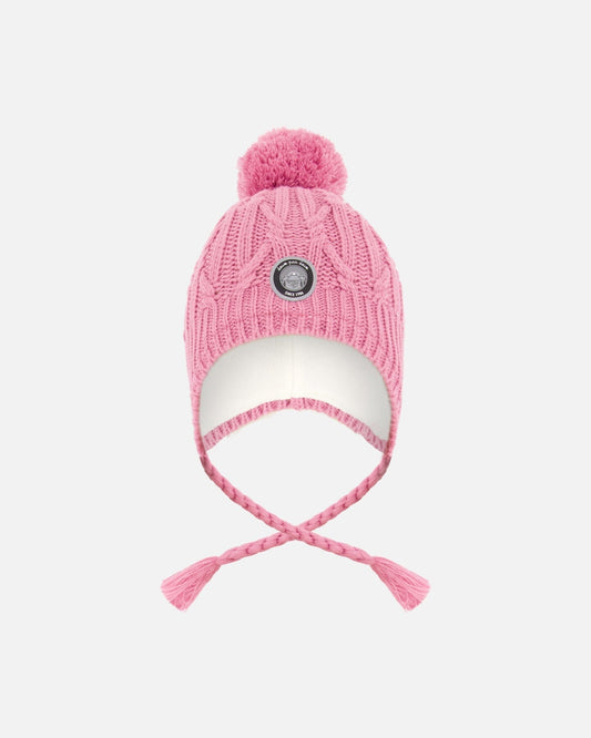 Lined Winter Hat With Pompom Purple-0