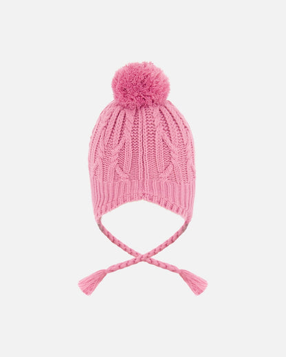 Lined Winter Hat With Pompom Purple-2