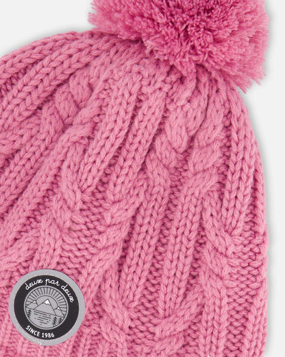 Lined Winter Hat With Pompom Purple-3