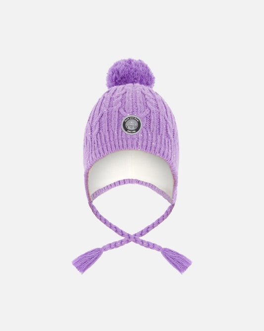 Lined Winter Hat With Pompom Lavender-0