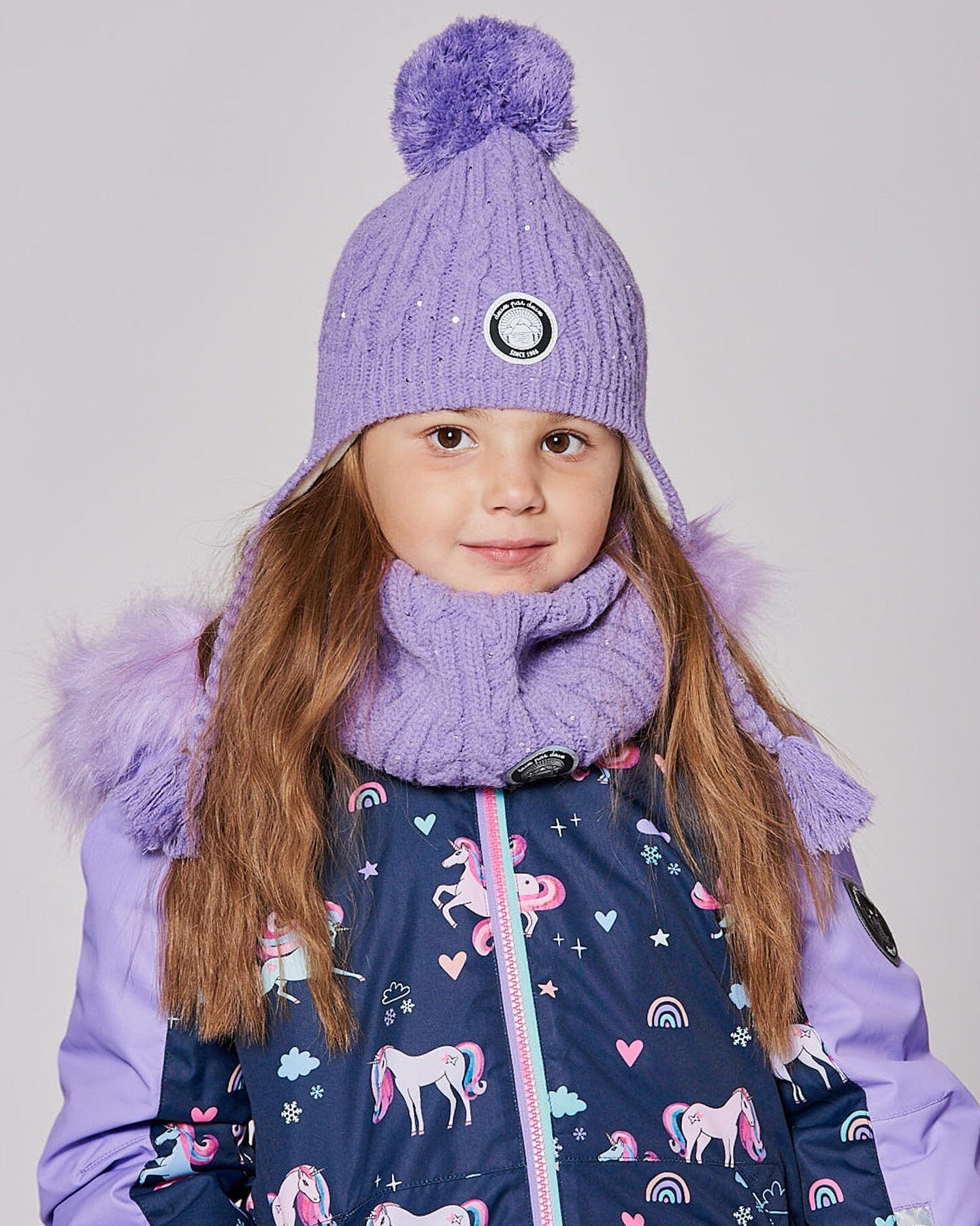 Lined Winter Hat With Pompom Lavender-1