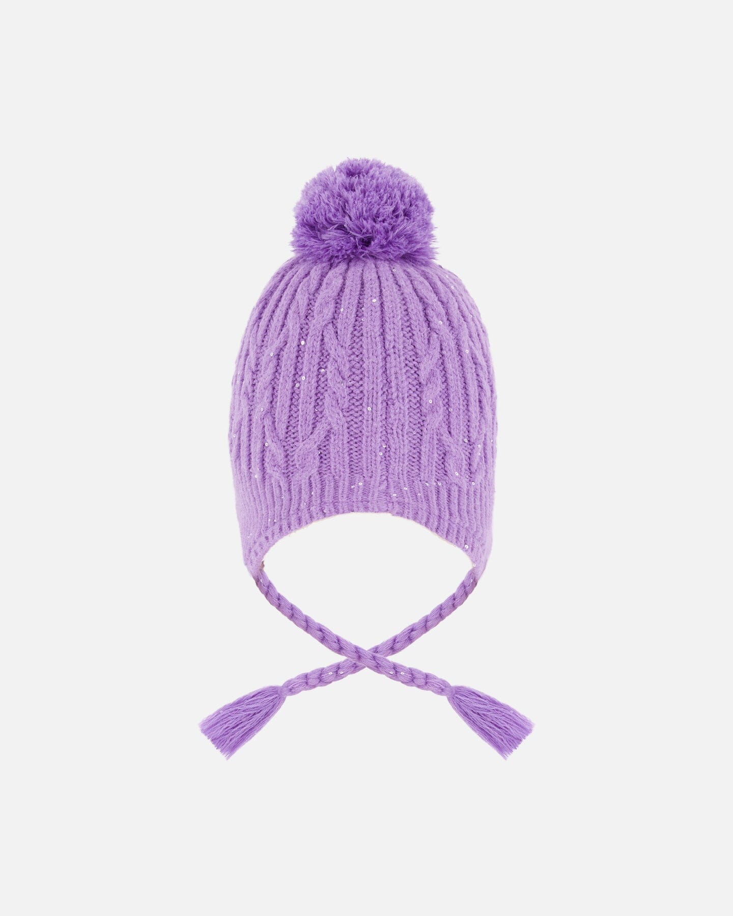 Lined Winter Hat With Pompom Lavender-2
