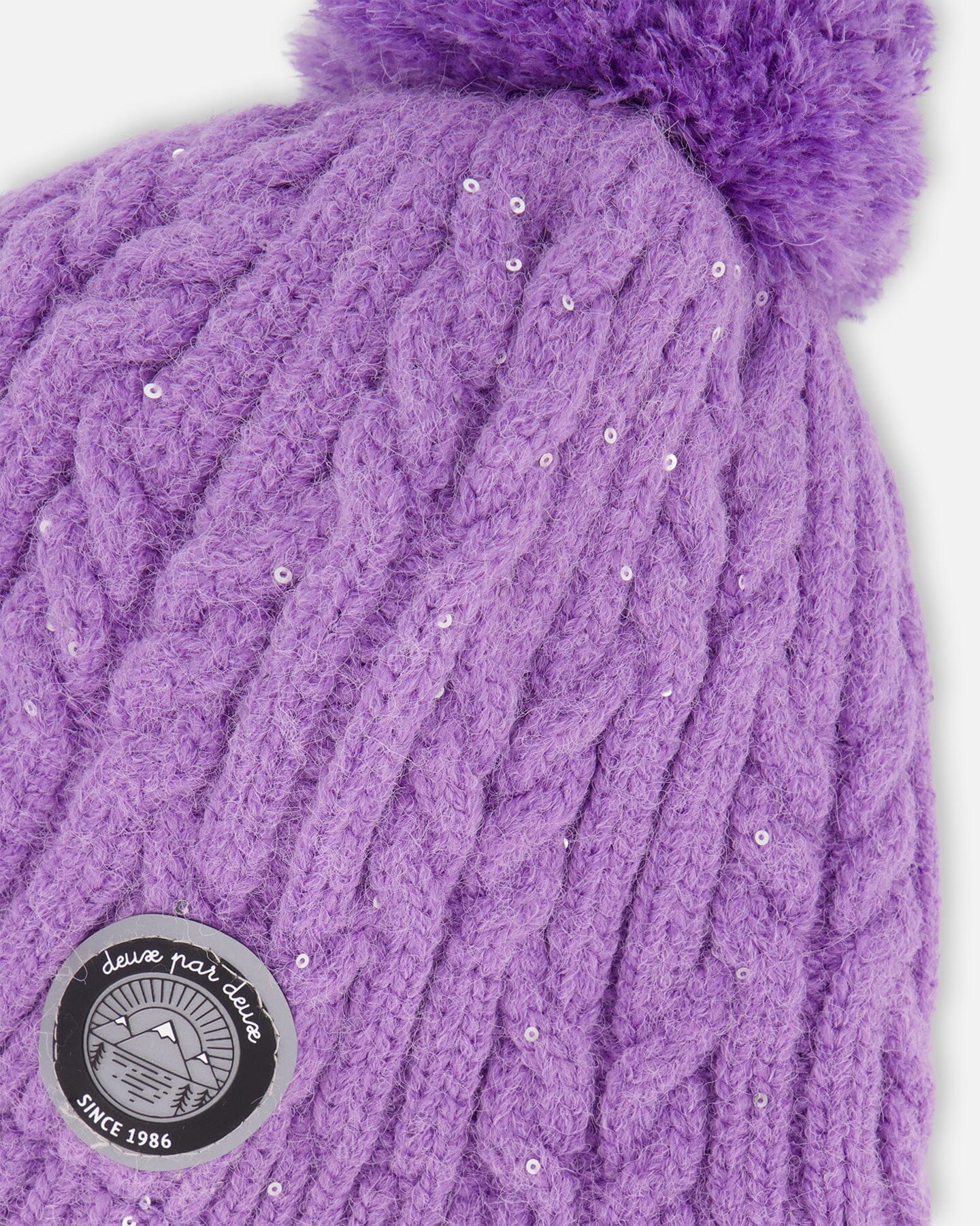 Lined Winter Hat With Pompom Lavender-3