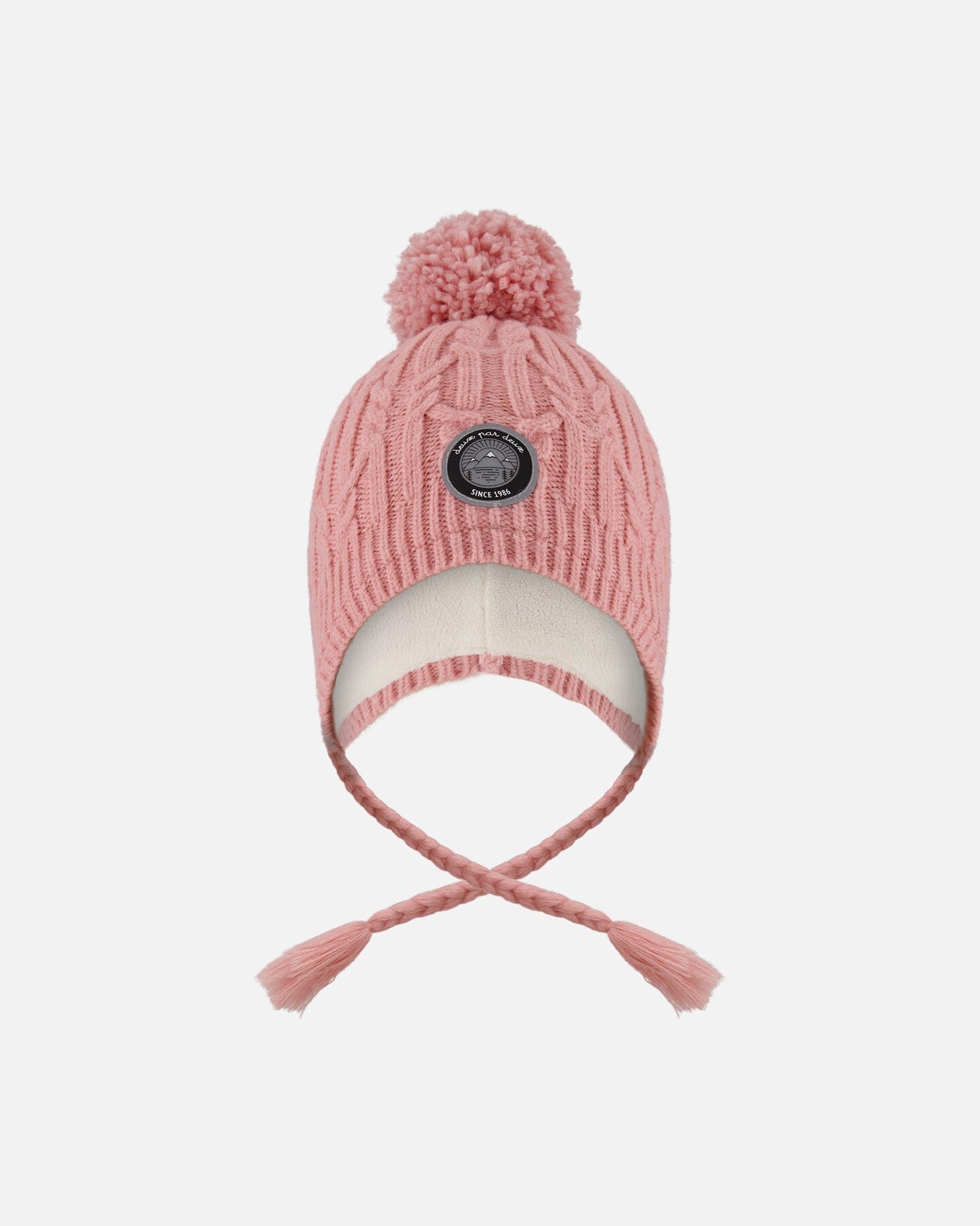 Lined Winter Hat With Pompom Dusty Pink-0