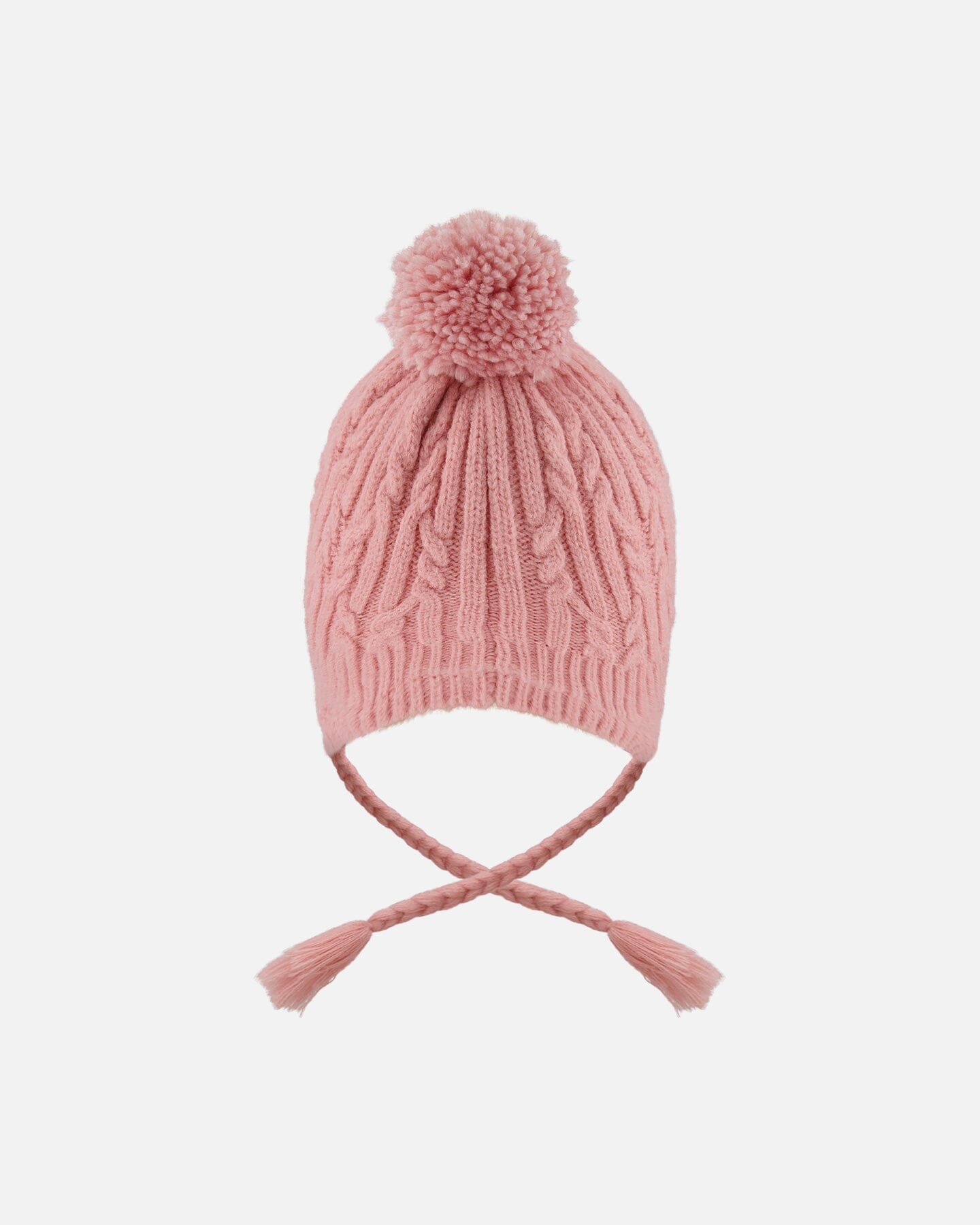Lined Winter Hat With Pompom Dusty Pink-3