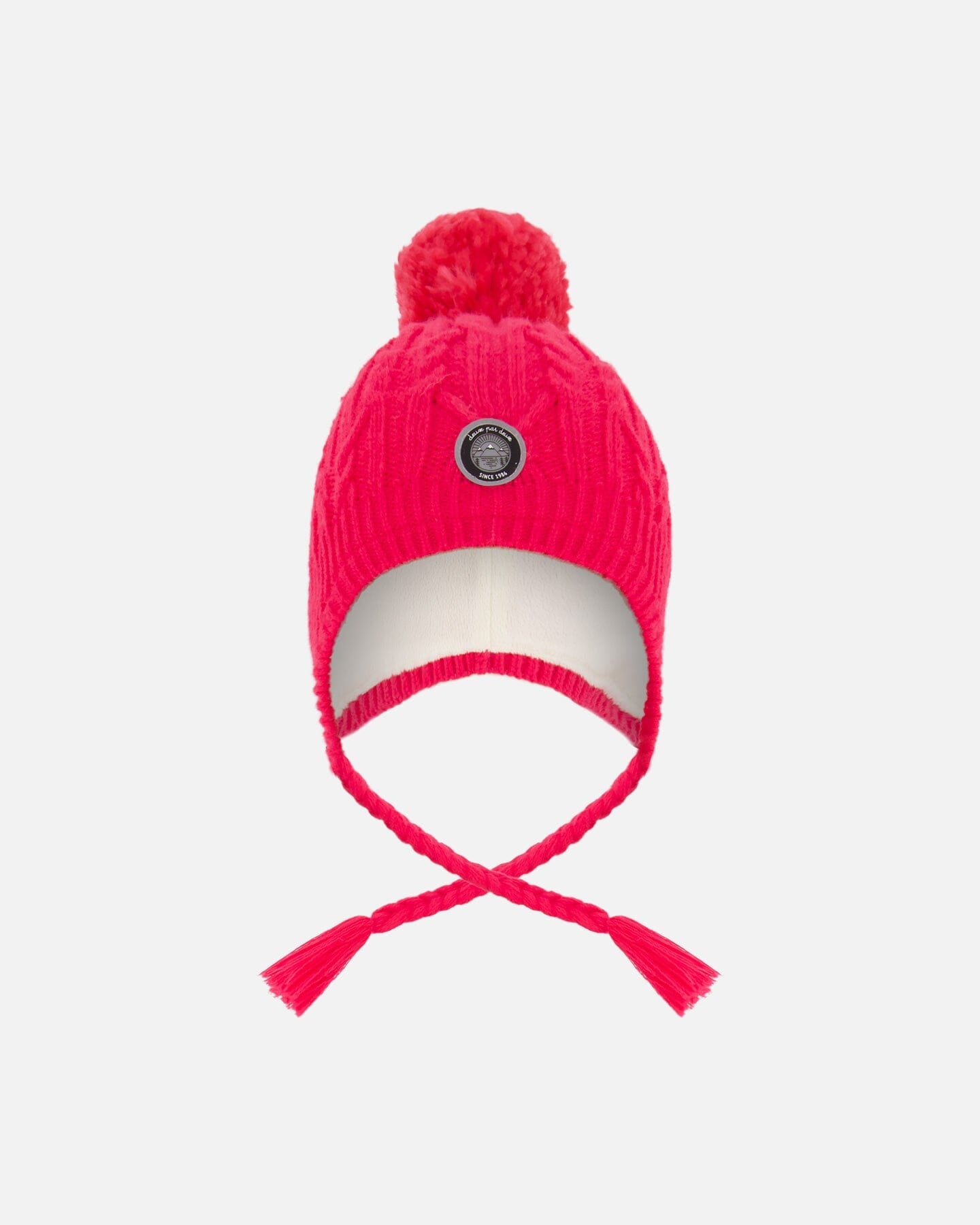 Lined Winter Hat With Pompom Flash Coral-0