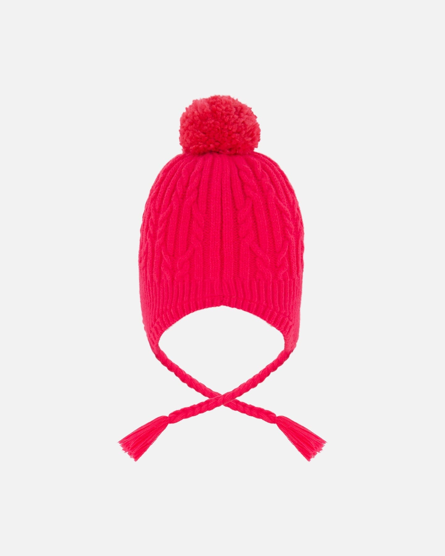 Lined Winter Hat With Pompom Flash Coral-2