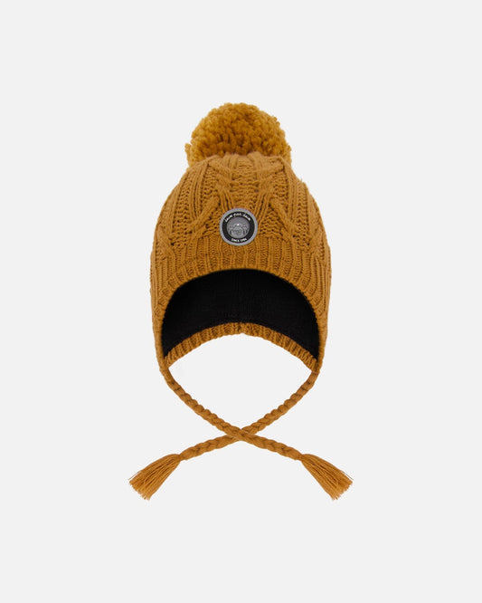 Lined Winter Hat With Pompom Brown Sugar-0