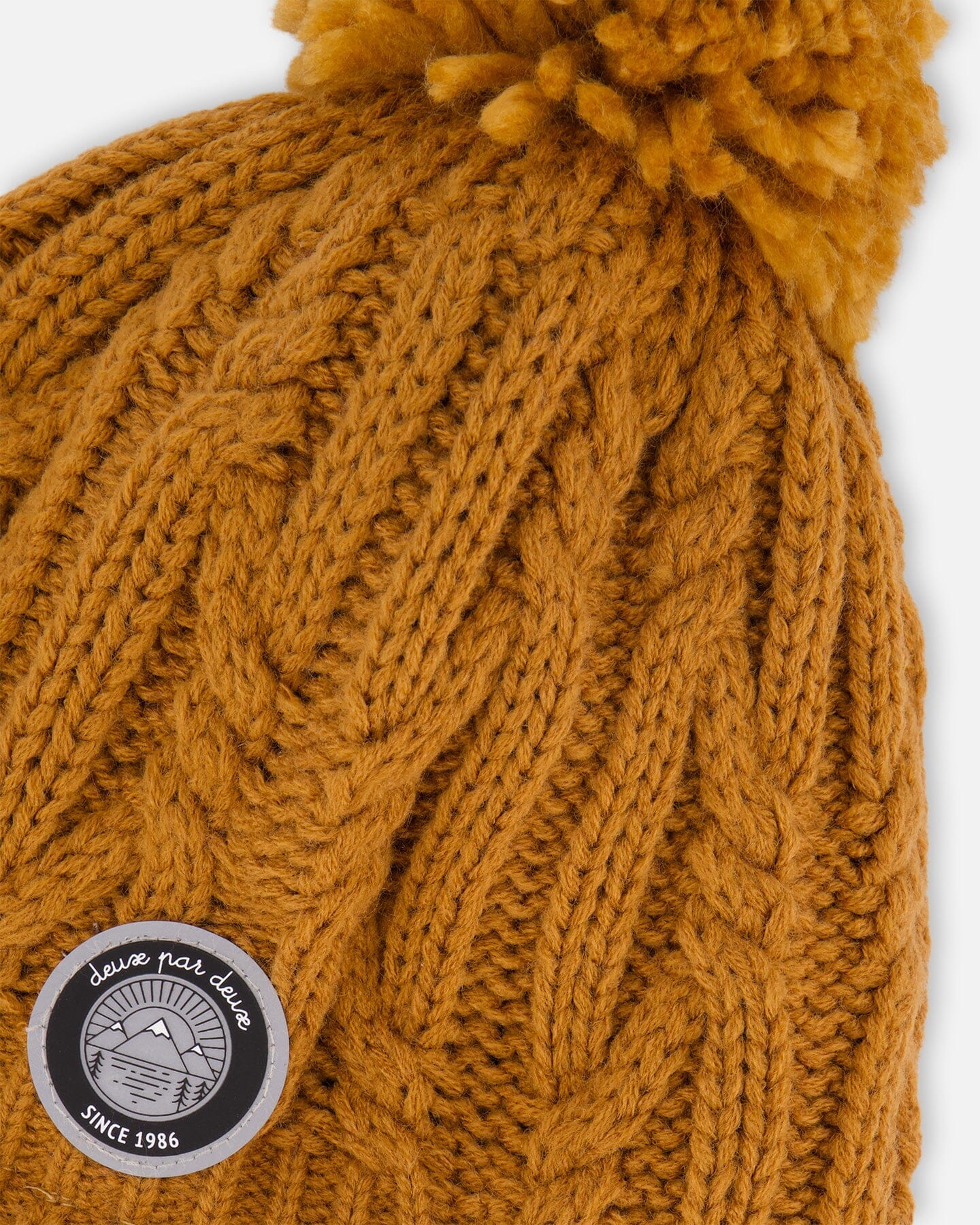 Lined Winter Hat With Pompom Brown Sugar-3