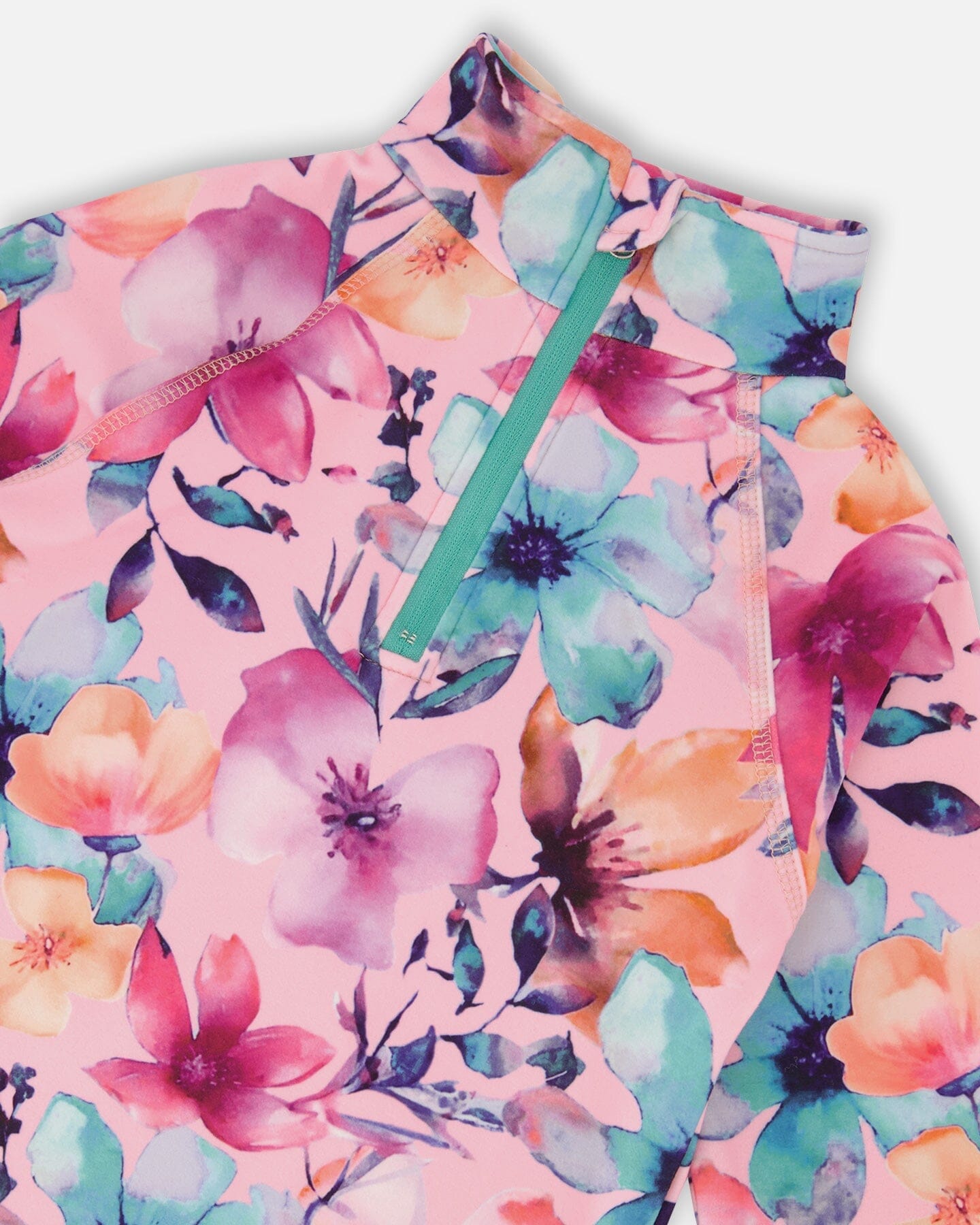 Two-Piece Thermal Underwear Set Pink Watercolor Flower Print-3