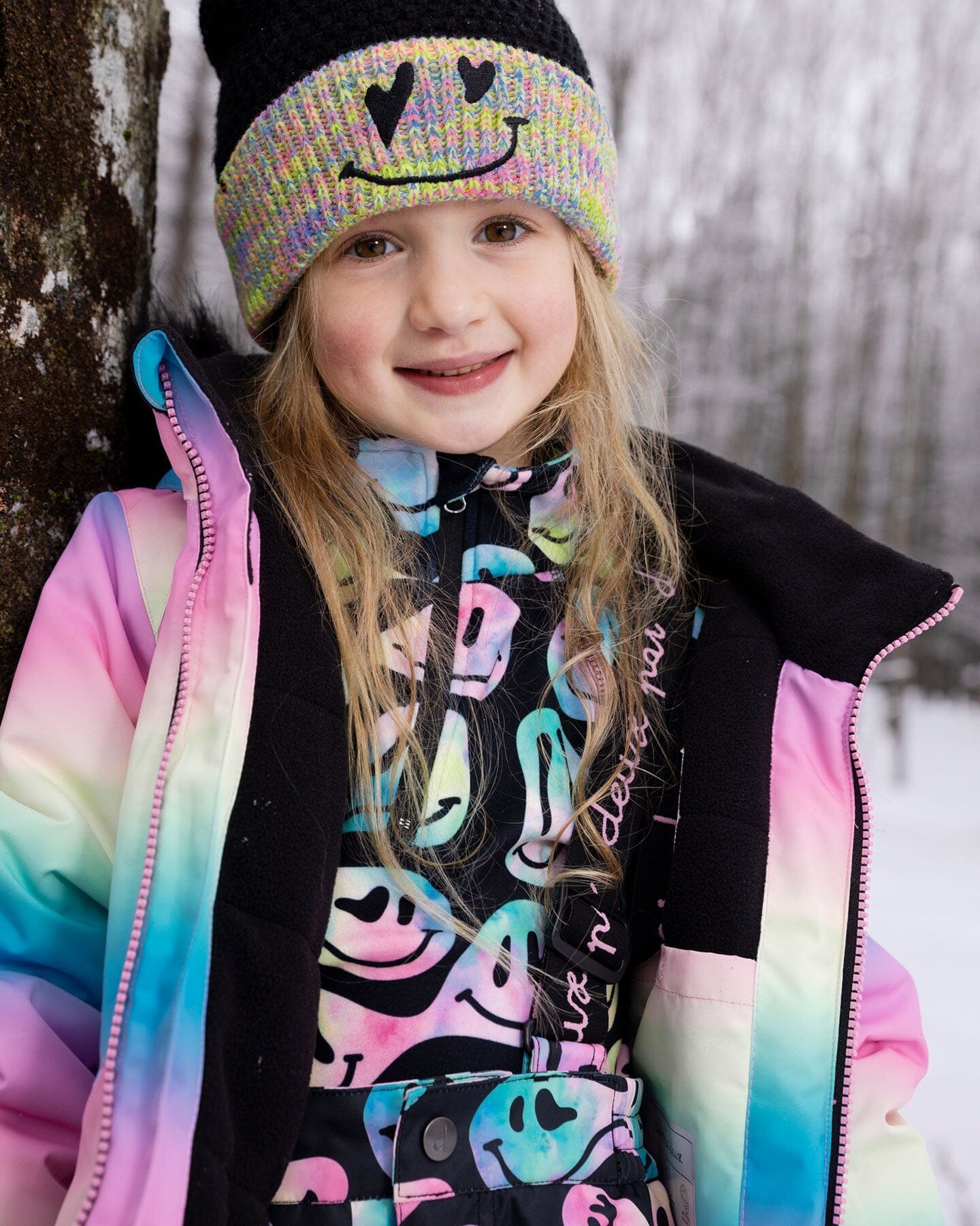 Two-Piece Thermal Underwear Set Smiley Face Girl-1