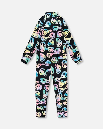 Two-Piece Thermal Underwear Set Smiley Face Girl-3