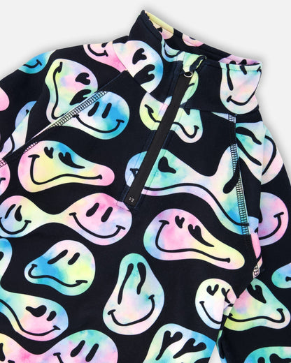 Two-Piece Thermal Underwear Set Smiley Face Girl-4