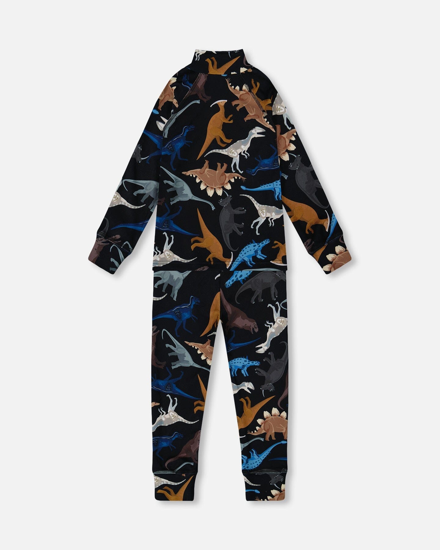 Two-Piece Thermal Underwear Seat Black Dinosaur Print-2