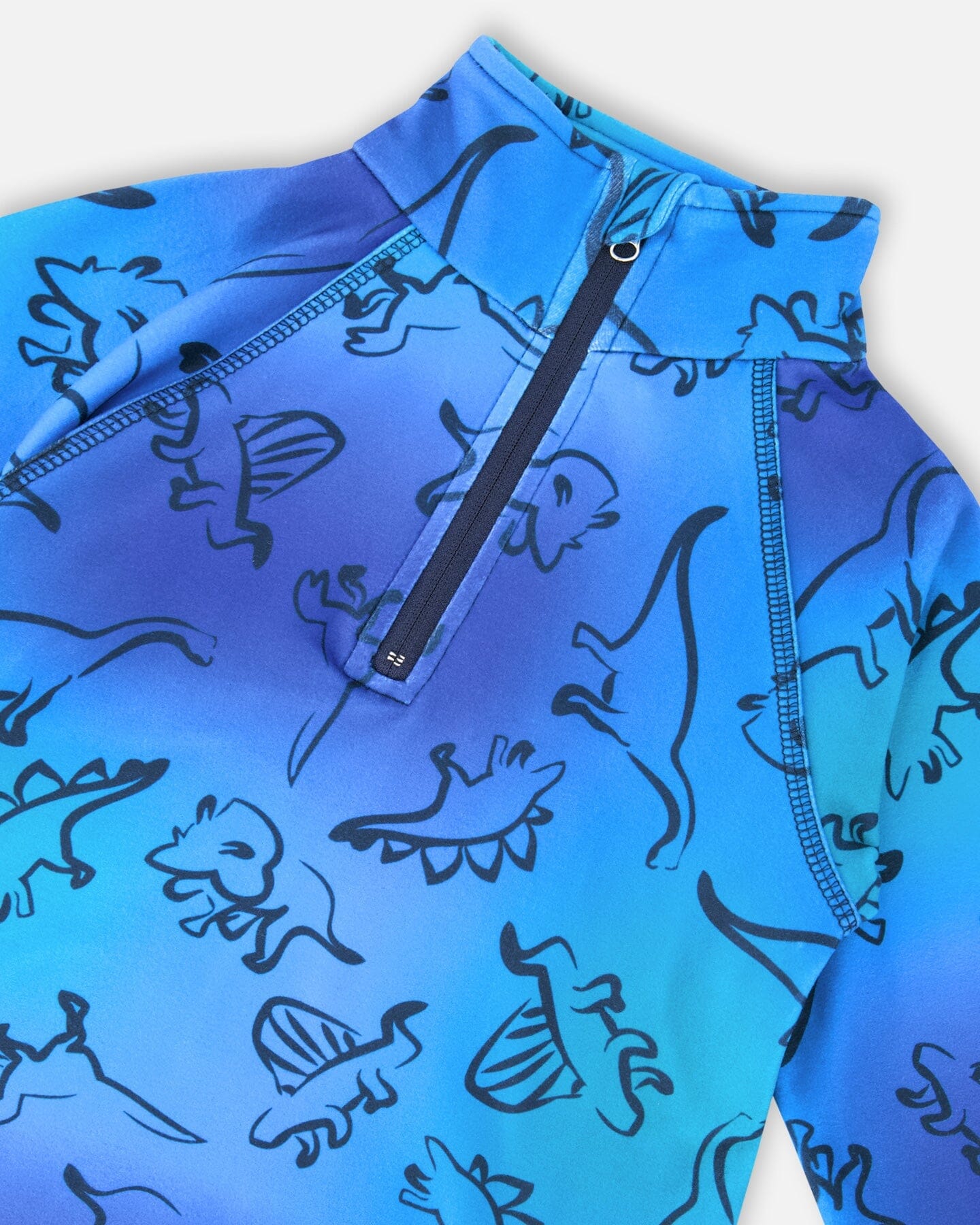 Two-Piece Thermal Underwear Set Blue Gradient Dinosaur Print-3