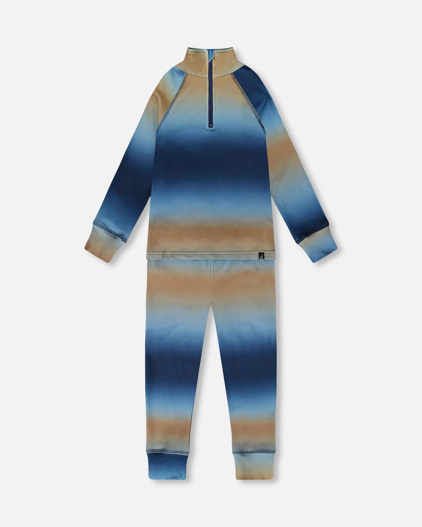 Two-Piece Thermal Underwear Set Blue And Beige Gradient-0