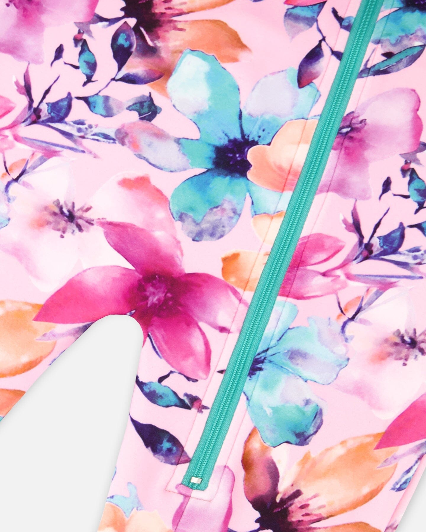 One-Piece Thermal Underwear Pink Watercolor Flower Print-3