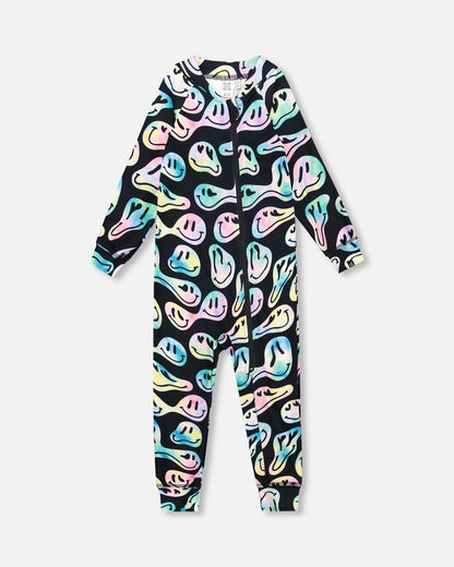 One-Piece Thermal Underwear Smiley Face Girl-0