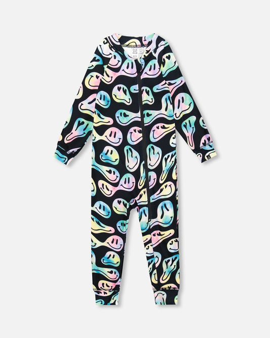 One-Piece Thermal Underwear Smiley Face Girl-0