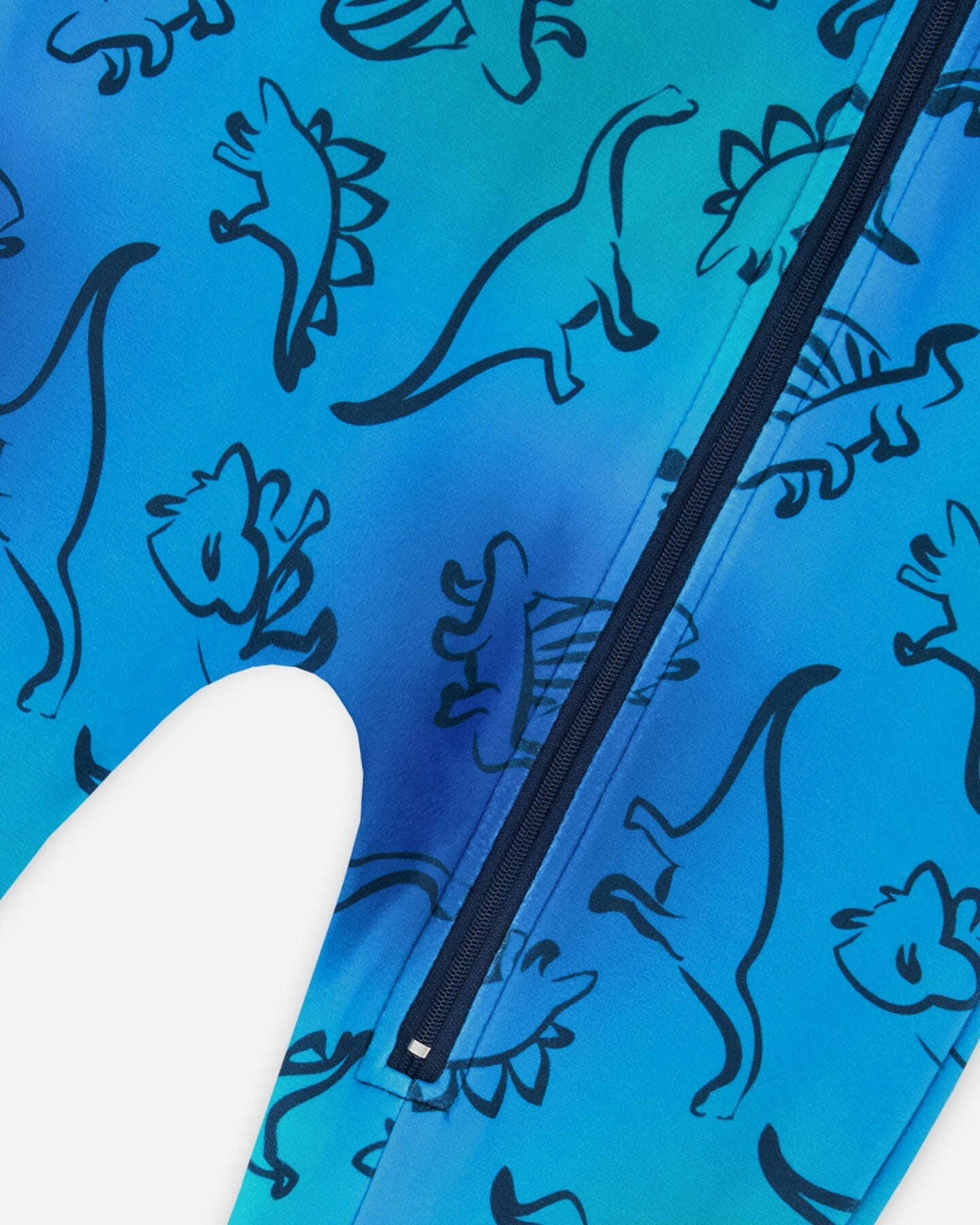 One-Piece Thermal Underwear Blue Gradient Dinosaur Print-3