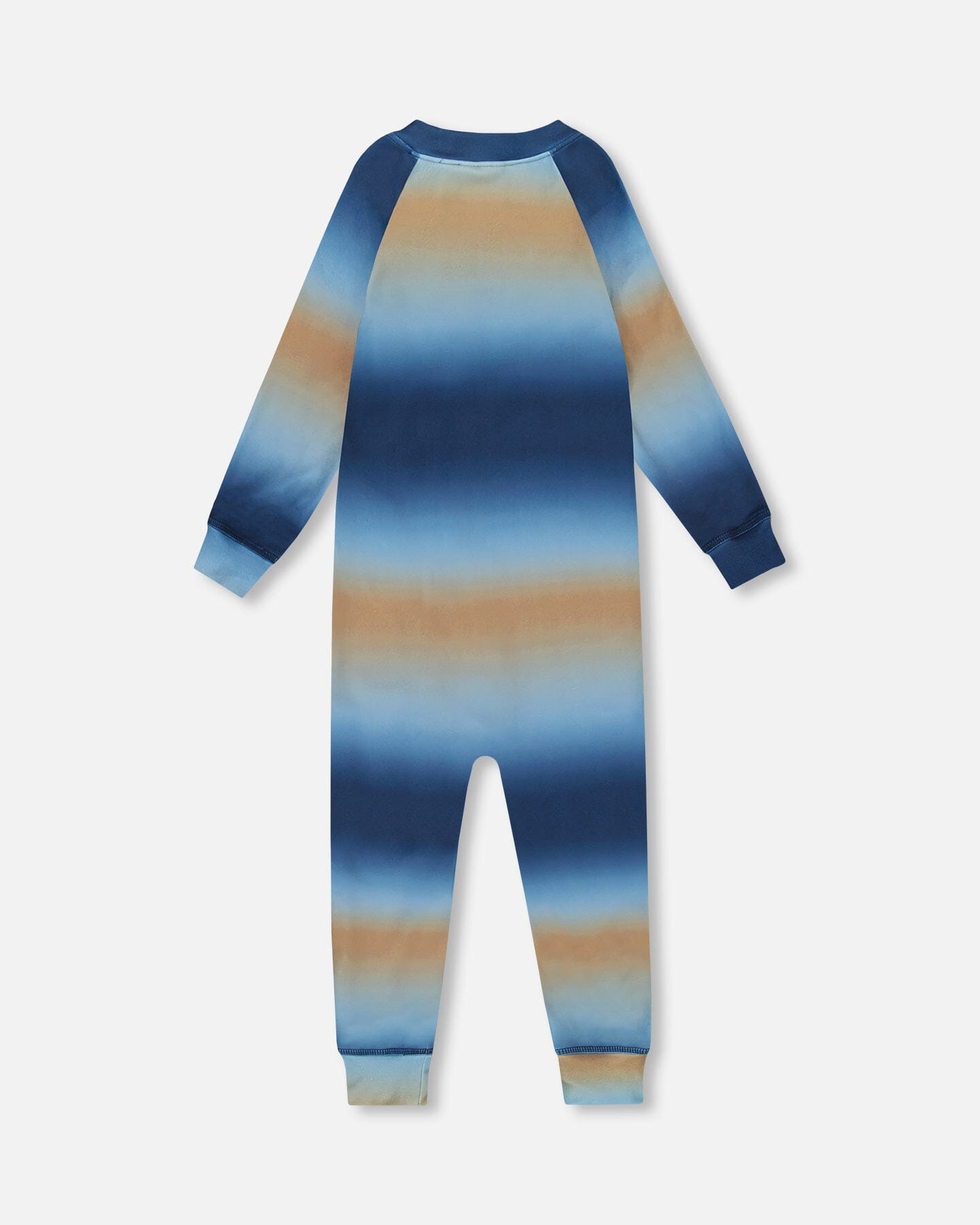 One-Piece Thermal Underwear Blue And Beige Gradient-2