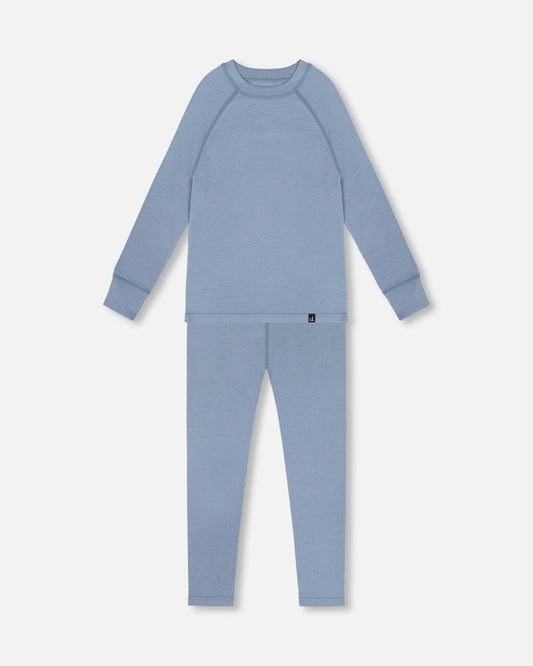 Merino Wool Base Layer Set Blue Gray-0