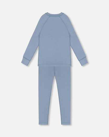 Merino Wool Base Layer Set Blue Gray-1