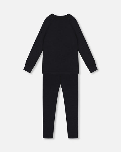 Merino Wool Base Layer Set Black-1