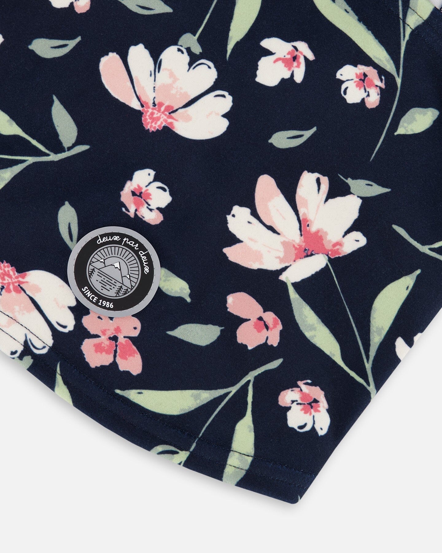 Brushed Jersey Balaclava Navy Flower Print-3