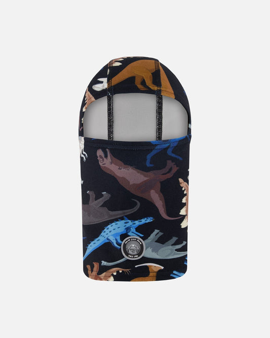 Brushed Jersey Balaclava Black Dinosaur Print-0