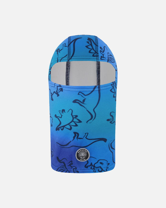 Brushed Jersey Balaclava Blue Gradient Dinosaur Print-0