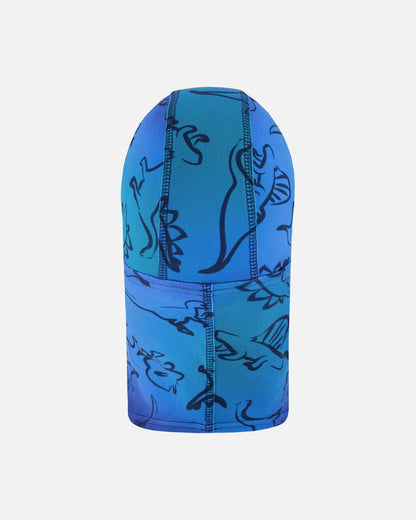 Brushed Jersey Balaclava Blue Gradient Dinosaur Print-2