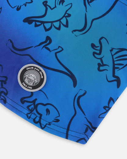 Brushed Jersey Balaclava Blue Gradient Dinosaur Print-3
