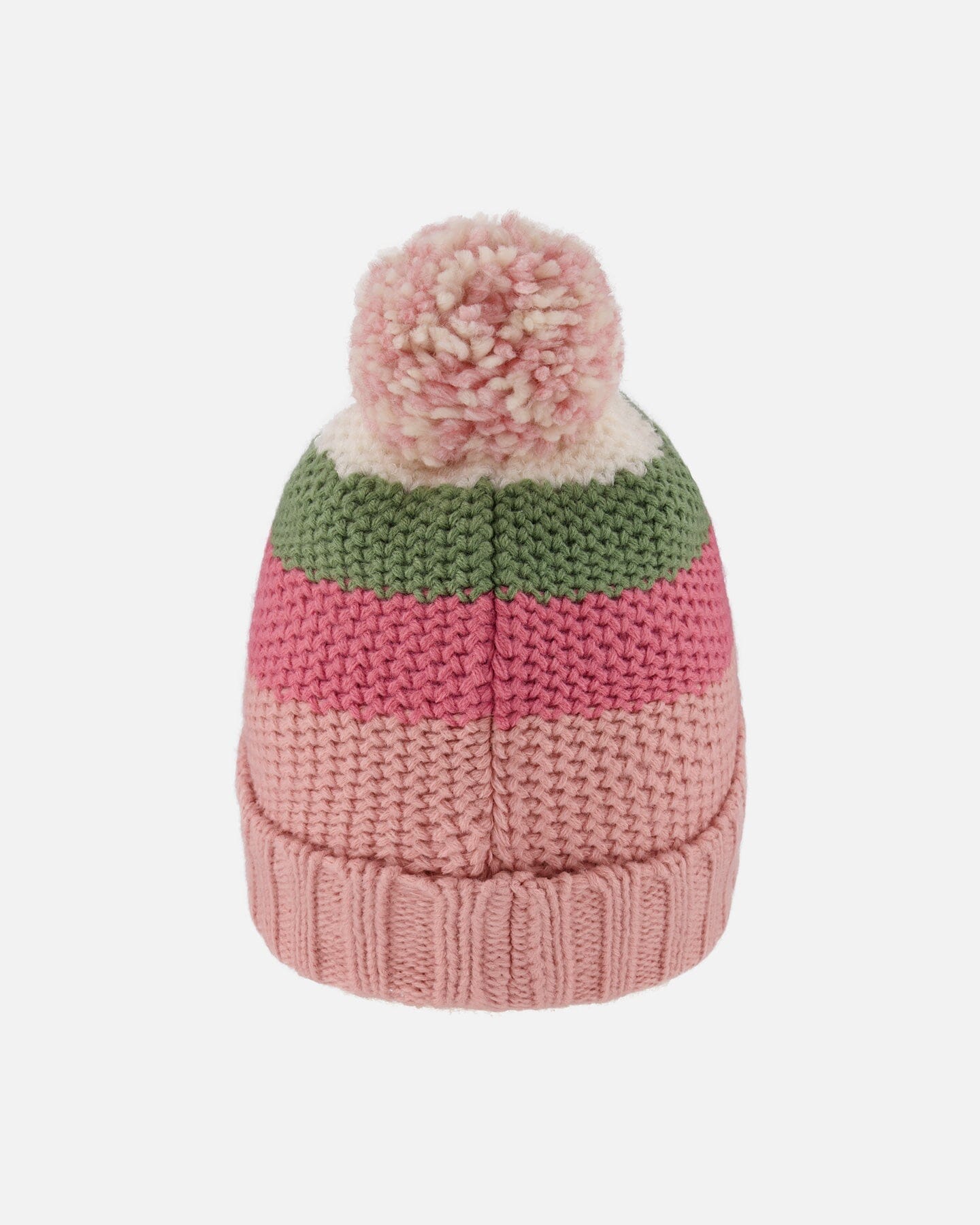 Lined Knit Pompom Hat Pink And Green-2