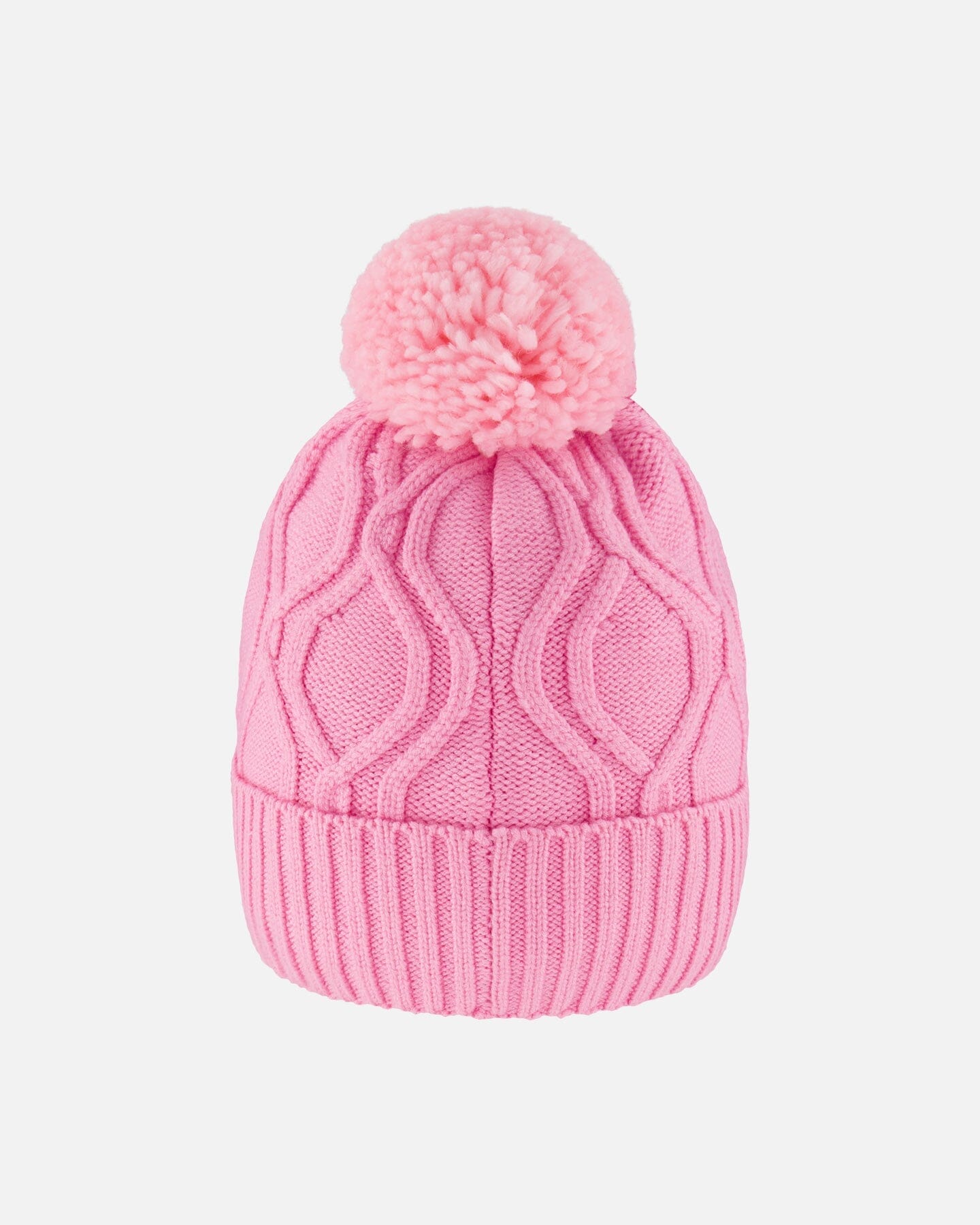 Lined Knit Pompom Hat Pink-2