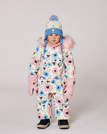 Lined Knit Hat With Ears Off-White And Blue-2