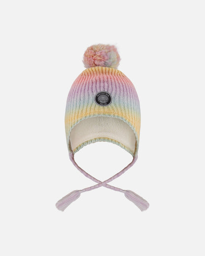 Lined Peruvian Knit Pompom Hat Multicolor-0