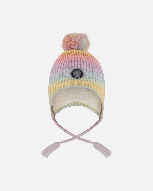 Lined Peruvian Knit Pompom Hat Multicolor-0
