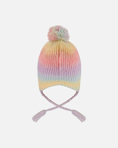 Lined Peruvian Knit Pompom Hat Multicolor-2